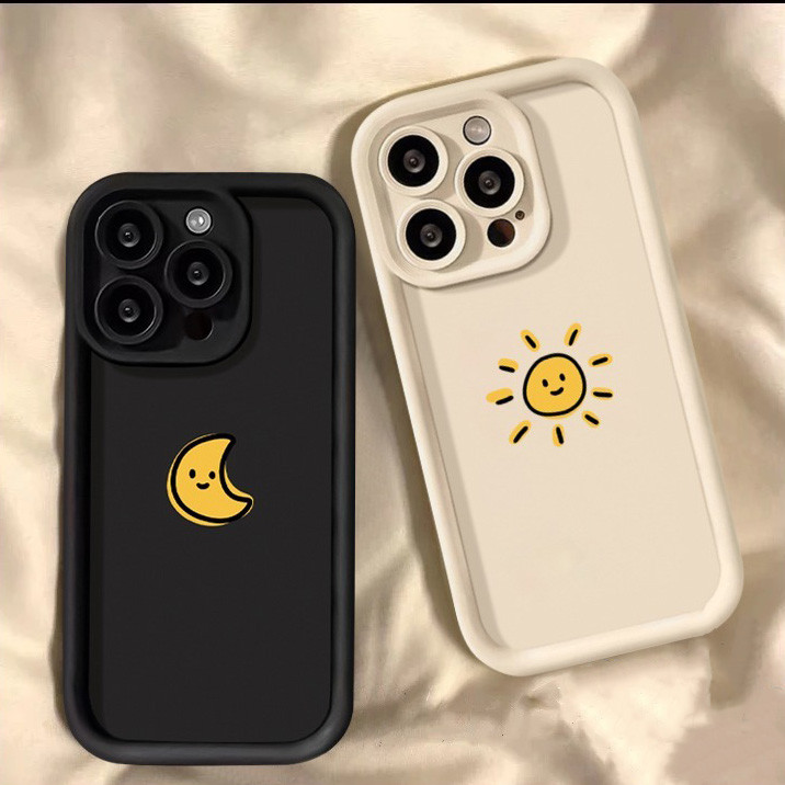 Ốp Lưng Cặp Đôi Hoạt Hình Cho Xiaomi Redmi 13C 12 13 12C 10C POCO C65 M6 C55 Note 13 11 12 Pro Plus Turbo 3 12S 11S 10S 10 9S Pro Hợp Thời Trang Thương Hiệu Đơn Giản Dễ Thương Mặt Trăng Chống Sốc Mềm
