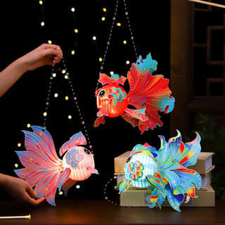 Lồng Đèn Con Cá Hottrend 2024 Handmade DIY Cầm Tay Cho Bé, Đèn Trung Thu Phát Sáng, Lồng Đèn Treo Trang Trí Mùa Lễ Hội