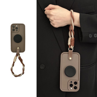 Đế tròn màu đen tiên tiến đơn giản có dây tương phản màu Vỏ IPhone cho 7 / 8 Plus 14 / 13promax 12 / 11 Silicone Vỏ mềm IPhone15 chống rơi toàn diện XR / xs Painted