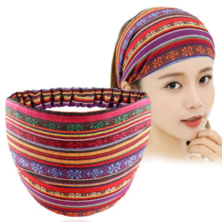 Thời trang retro phong cách quốc gia rộng viền tóc để che đầu tóc trắng bằng bông gai dầu khăn quàng cổ túi đựng tóc