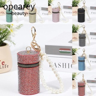Túi son môi OPEAREY, có móc khóa có dây kéo Ví đựng tiền xu, Túi đựng tiền xu hình trụ Mini bằng kim cương giả di động