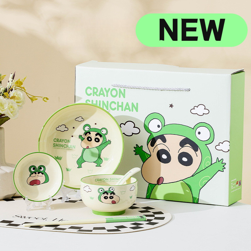 Graby2024 Crayon Shin-Chan Gốm Bộ Đồ Ăn Bát Cơm Phong Cách Mới Bát Súp Món Ăn Thìa Cơm Đũa Đĩa Hương