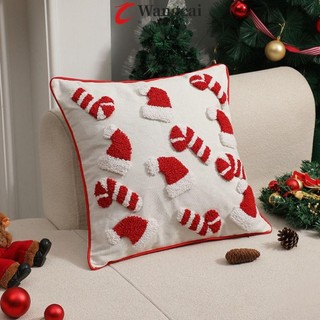  Wancgai Ném Gối Mũ Ông Già Noel Hình Chữ Nhật Vỏ Gối Giáng Sinh Mềm Vuông Màu Đỏ INS Phong Cách Đệm Sofa   Giường 