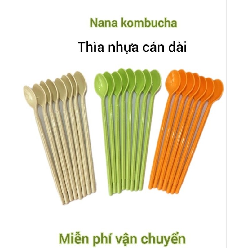 10 Thìa Muỗng Nhựa Cán Dài Đa Năng,Thìa Nhựa Sinh Tố,Thìa Ăn Dặm,Thìa Múc Nấm Sữa Kefir, Nấm Nước Ke