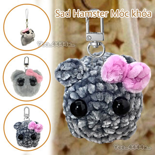 Móc khóa móc Hamster buồn | Móc khóa sang trọng Hamster đáng buồn có âm thanh | Mặt dây chuyền Hamster buồn kèm nơ hồng explanvn