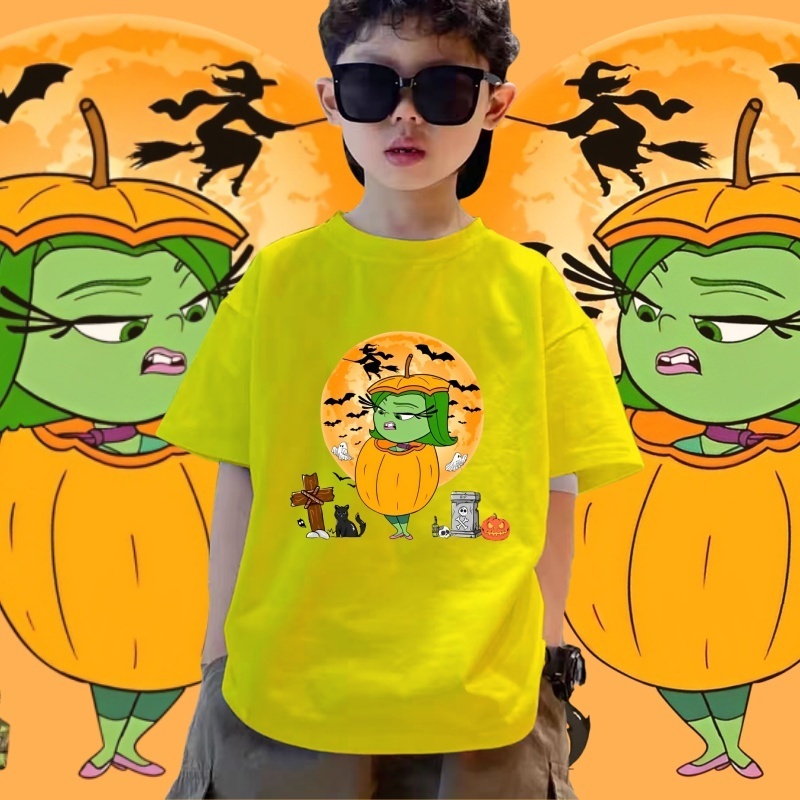 Áo thun trẻ em INSIDE OUT 2 & Halloween Vải Cotton mềm có 8 màu. Quần áo 100-150 006