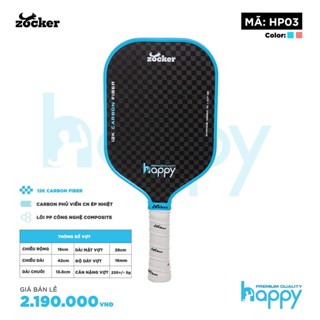 Vợt Pickleball Chính Hãng Zocker Happy Standard Premium Quality HP3  [Tặng Kèm Túi Đựng Vợt]