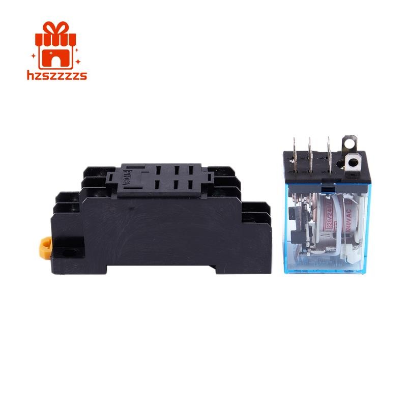 LY2NJ HH62P-L JQX-13F 220V AC Coil DPDT Power Relay 8 Pin w PTF08A Ổ cắm