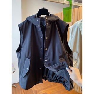 Áo Khoác Oversize Kiểu Pháp Có Mũ Trùm Đầu, Phù Hợp Mùa Xuân Thu, Mảnh Xếp Lớp