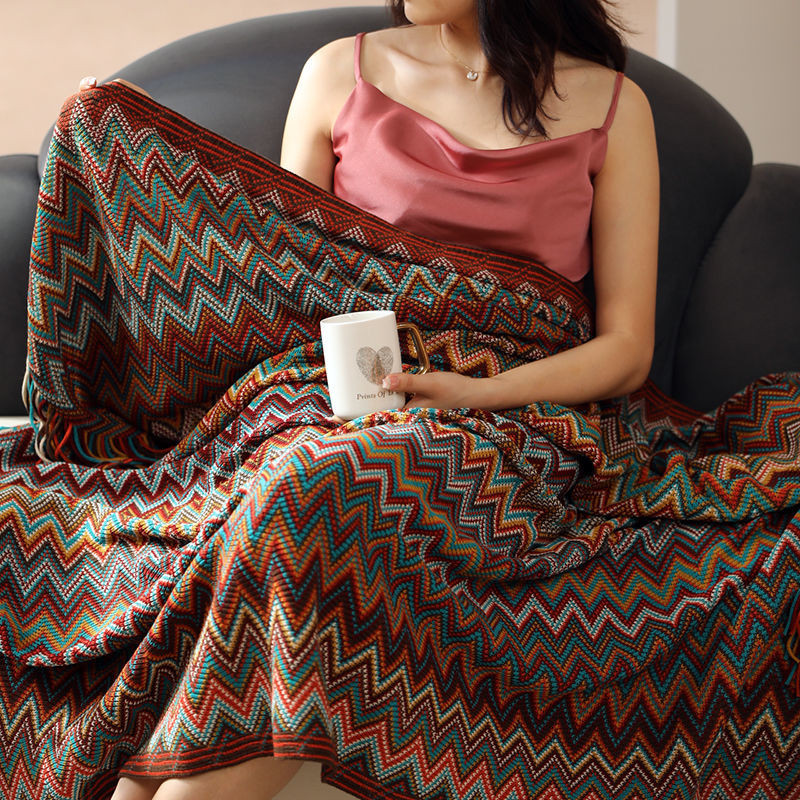 Chăn Bohemian Văn Phòng Nghỉ Trưa Chăn B & B Phù Hợp Với Chăn Đầu Giường Chăn Tua Rua Dày Chăn Sofa 