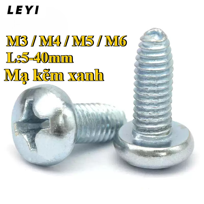 BULONG TỰ REN - VÍT TỰ REN - TỰ TARO (Mạ kẽm xanh) M3 / M4 / M5 / M6 L:5-40mm(LEYI-YV)