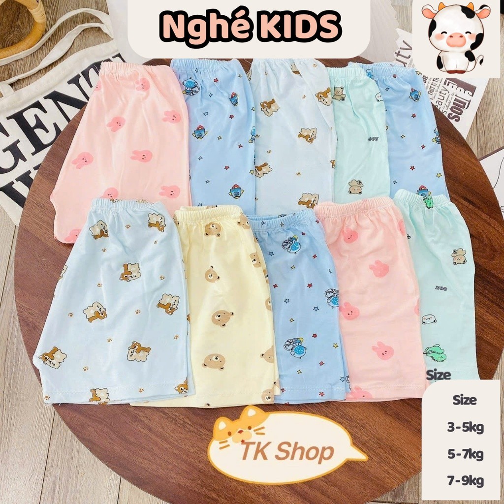 Combo 5 - 10 Quần Đùi Vải Thun Lạnh Cho Bé Gái, Bé Trai (Sơ Sinh - 13kg) - Chất Liệu Mềm Mịn, Thoáng Khí [Nghekids]