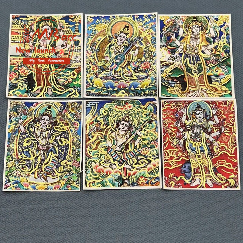 Thangka Canvas Vẽ Tay Vàng Phong Cách Tây Tạng, Chân Dung Di Động