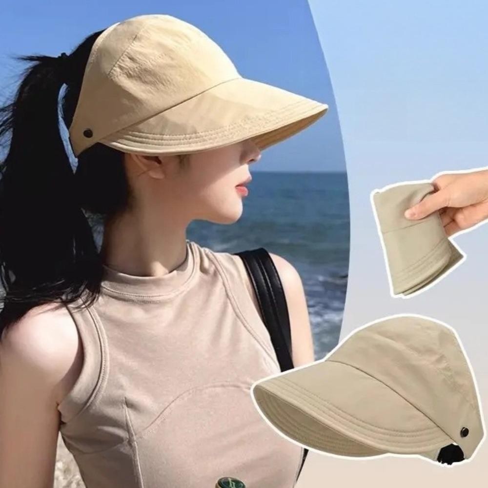 Summer UV Protection Half-empty Bucket Hat woman retro Empty Top Sun Hat Versatile Face Hat