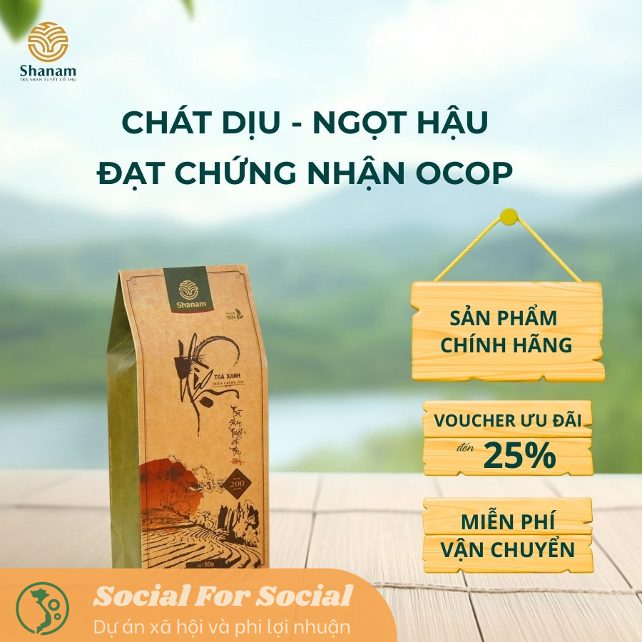 Trà Xanh Thiện, Lục Trà Shan Tuyết Cổ Thụ Tự Nhiên Túi 80g - Shanam