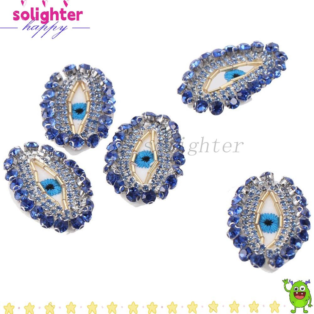 SOLIGHTER Blue Bling Crystal Thạch anh, 3,8 * 5,9cm Gói 5 miếng dán mắt ác Ai Cập, Bling Evil Eye th