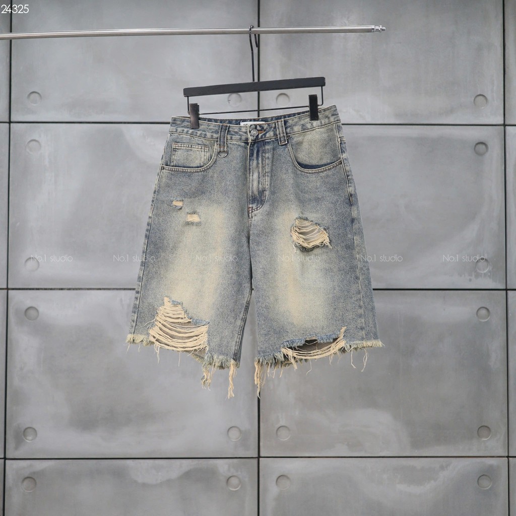 Quần baggy short jean No.1 Studio rách gấu 68033