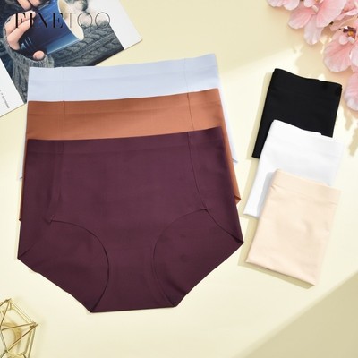 Finetoo Quần Lót Eo Cao Cho Nữ Chất Liệu Ice Silk Màu Đơn Sắc
