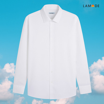 Áo Sơ Mi Nam Lamode màu trắng tay dài dáng suông bamboo polyester thoáng mát kháng khuẩn LLS0020Z