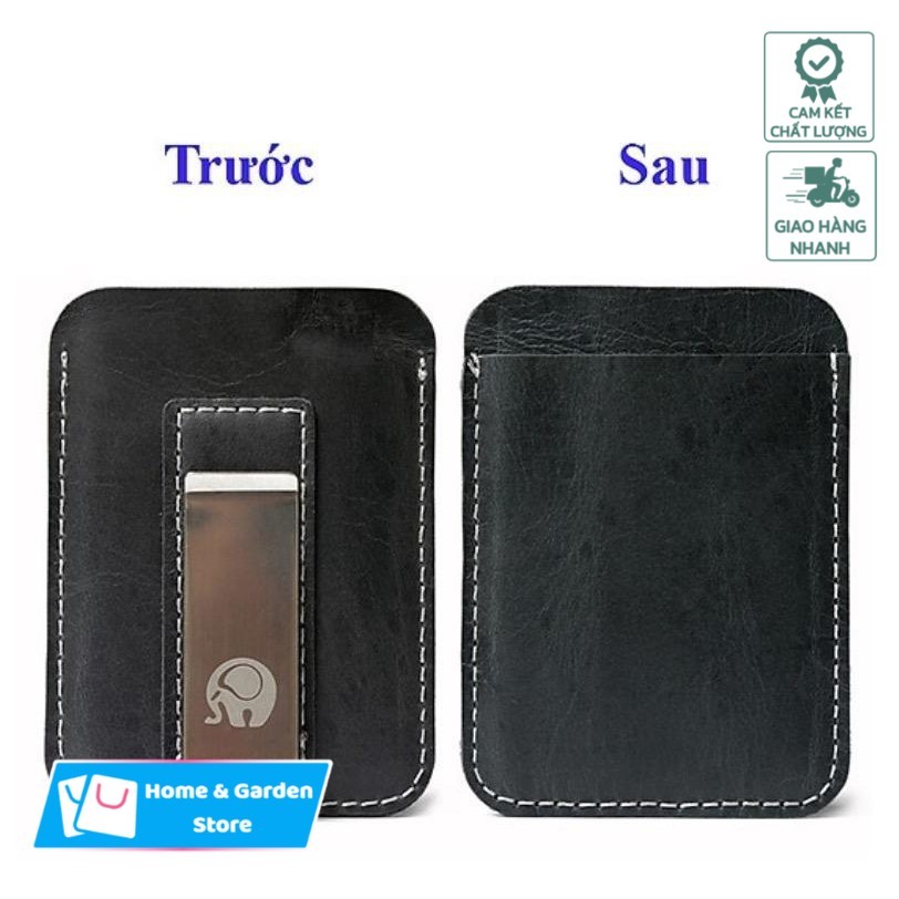 [HCM] - Money Clip Leather - Ví Kẹp Tiền Da Thật (Đen | Nâu) - Home & Garden Store