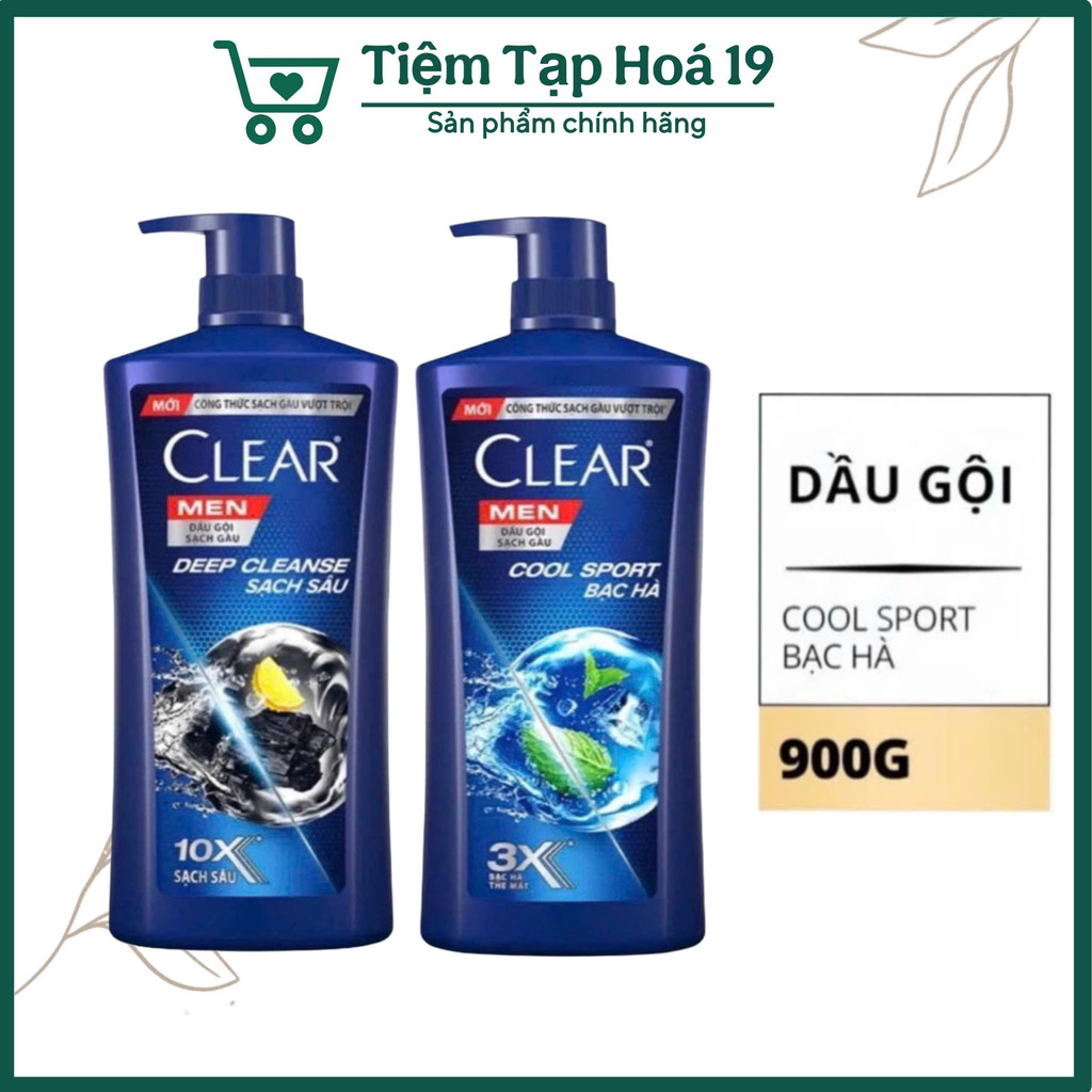 Dầu Gội Đầu Clear Men Cool Sport Bạc Hà 900g