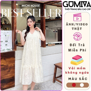 Đầm babydoll dáng suông dài Bigsize thiết kế cổ V dài quá Gối mặc đi làm đi tiệc thoải mái chất vải mềm không ngứa