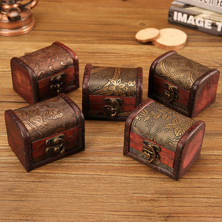 Retro Hộp Gỗ Cổ Tay Trang Sức Nhỏ Hộp Trang Sức Bằng Gỗ Khóa Mật Khẩu Hộp Bảo Quản Trang Sức Hộp Kho Báu Trẻ Em