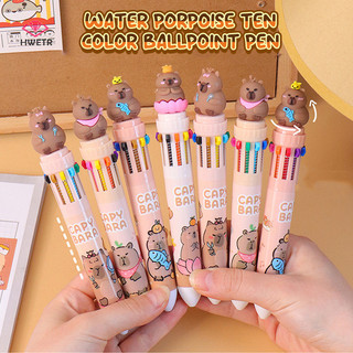 Hwetr Phim Hoạt Hình Capybara Mười Màu Bút Bi Bút Nhiều Màu Bút Nạp Đầy Màu Sắc 10 Màu Trong Một Học Sinh Wrig Văn Phòng Phẩm Mới
