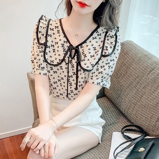 Phụ Nữ Mùa Hè Phong Cách Mới Pháp Nhỏ Hoa Thiết Kế Hàng Đầu Cảm Giác Thời Trang Mỏng Hơn Nhìn Thời Trang Áo Sơ Mi Niche