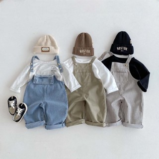  Quần áo trẻ em phong cách Hàn Quốc Bộ đồ trẻ em dài tay Áo sơ mi bé trai bé gái với bộ áo liền quần tổng thể 1-6 tuổi 