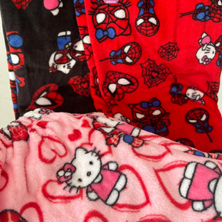 Người Nhện + Hello Kitty Bộ Đồ Ngủ Flannel Thời Trang Quần Nữ Kawaii Len Anime Hoạt Hình Thường Ngày Nhà Quần Thu Đông