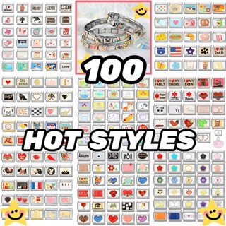 100 Chiếc 100 Phong Cách Quyến Rũ Ý Mô Đun Vòng Tay Quyến Rũ Liên Kết Phù Hợp Với 9 Mm Vòng Tay Thép Không Gỉ Trang Sức DIY Làm