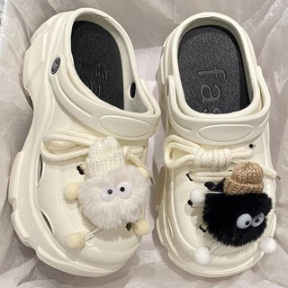 Dép Giày Sục Nữ Cross Chất Liệu EVA Đế Cao 7cm Kèm Gấu ChiBi Sandal Bít Mũi  SUCGAU2