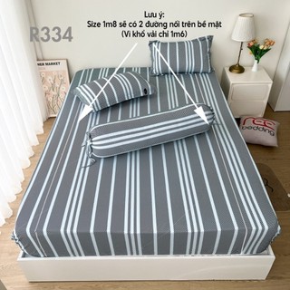 Bộ ga giường thun lạnh 4 món R334 in 5D REE Bedding đủ size drap trải nệm
