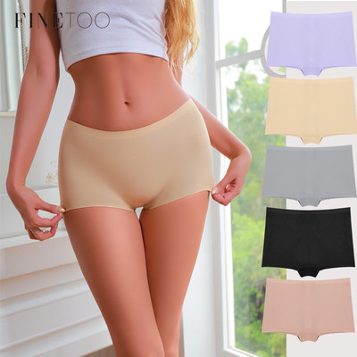 Finetoo Nữ Boxer Quần Short Liền Mạch Quần Giữa Eo Gợi Cảm Màu Trơn Quần Lót Đẩy Lên