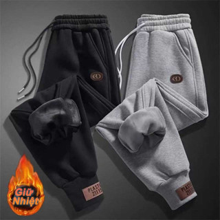 M-5XL Quần Giữ Nhiệt Nam Mùa Đông Lông Lót Bigsize 100kg Lông Cừu Dày Siêu Ấm Quần Ngoài Trời Chống Gió Rời Thường Ngày Giữ Nhiệt Đen Xám Plus Kích Thước