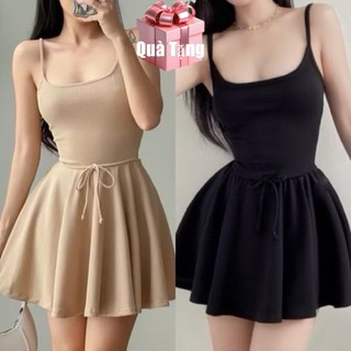 Đầm 2 dây phối Tùng xoè (KÈM QUẦN TRONG )