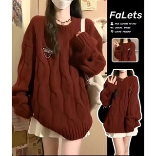 Áo len đỏ giáng sinh tết thu đông dệt kim nữ