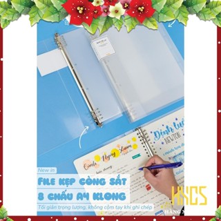 Bìa sổ còng KLONG A4 loại 8 chấu, HXGS Bìa nhựa cứng thanh còng sắt lưu trữ tài liệu A4 klong MS 539