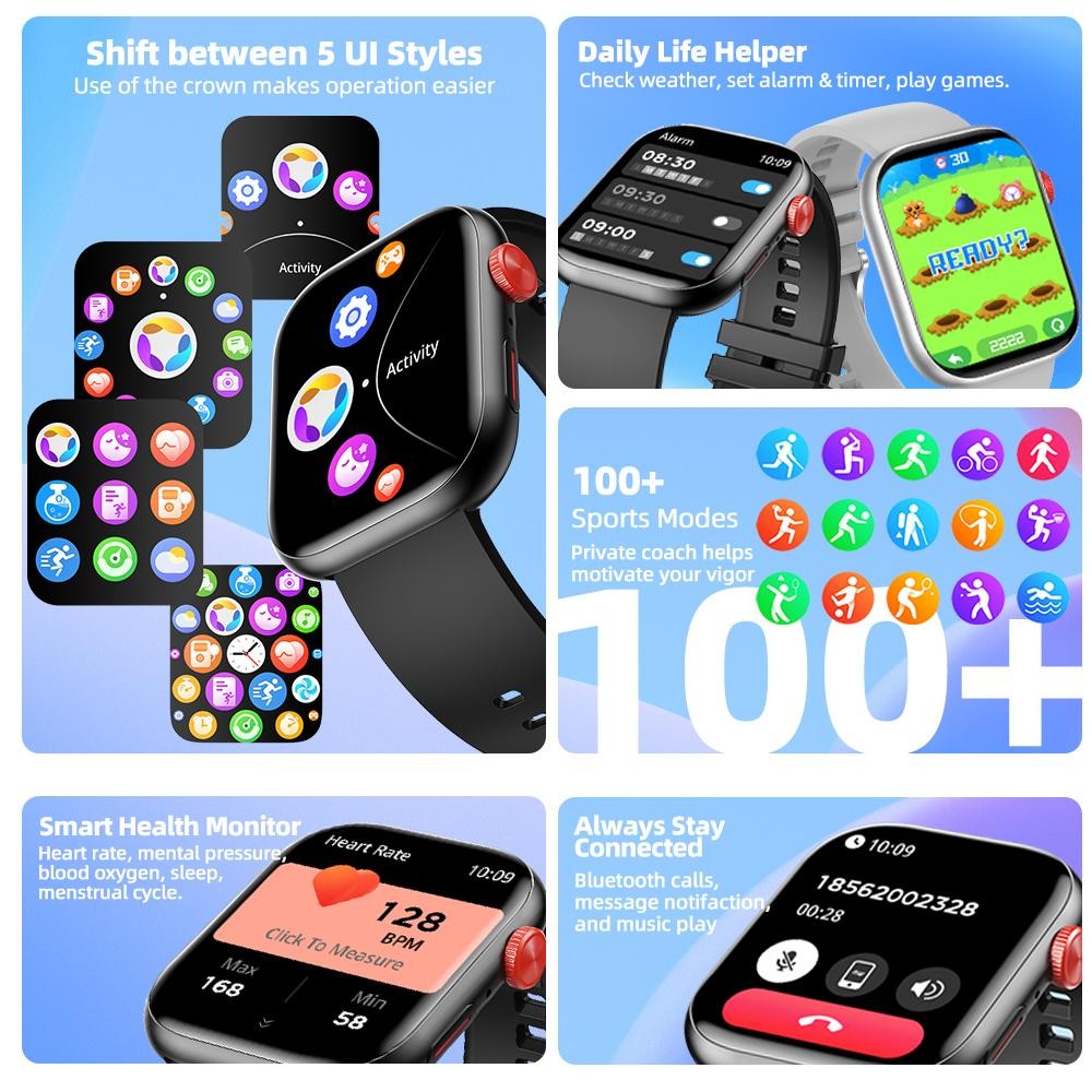 GOOJODOQ Đồng hồ thông minh  HD 2.01 Gọi Bluetooth trên 100 chế độ thể thao, Giám sát sức khỏe, hạ cánh năng động, chống nước IP67 | BigBuy360 - bigbuy360.vn