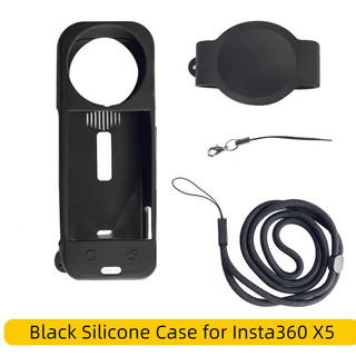 Ốp Silicon Màu Đen Cho Insta360 X5 Vỏ Bảo Vệ Chống Sốc Bộ Dây Chống Trầy Xước Nhẹ Bảo Vệ Da Cho Insta360 X5