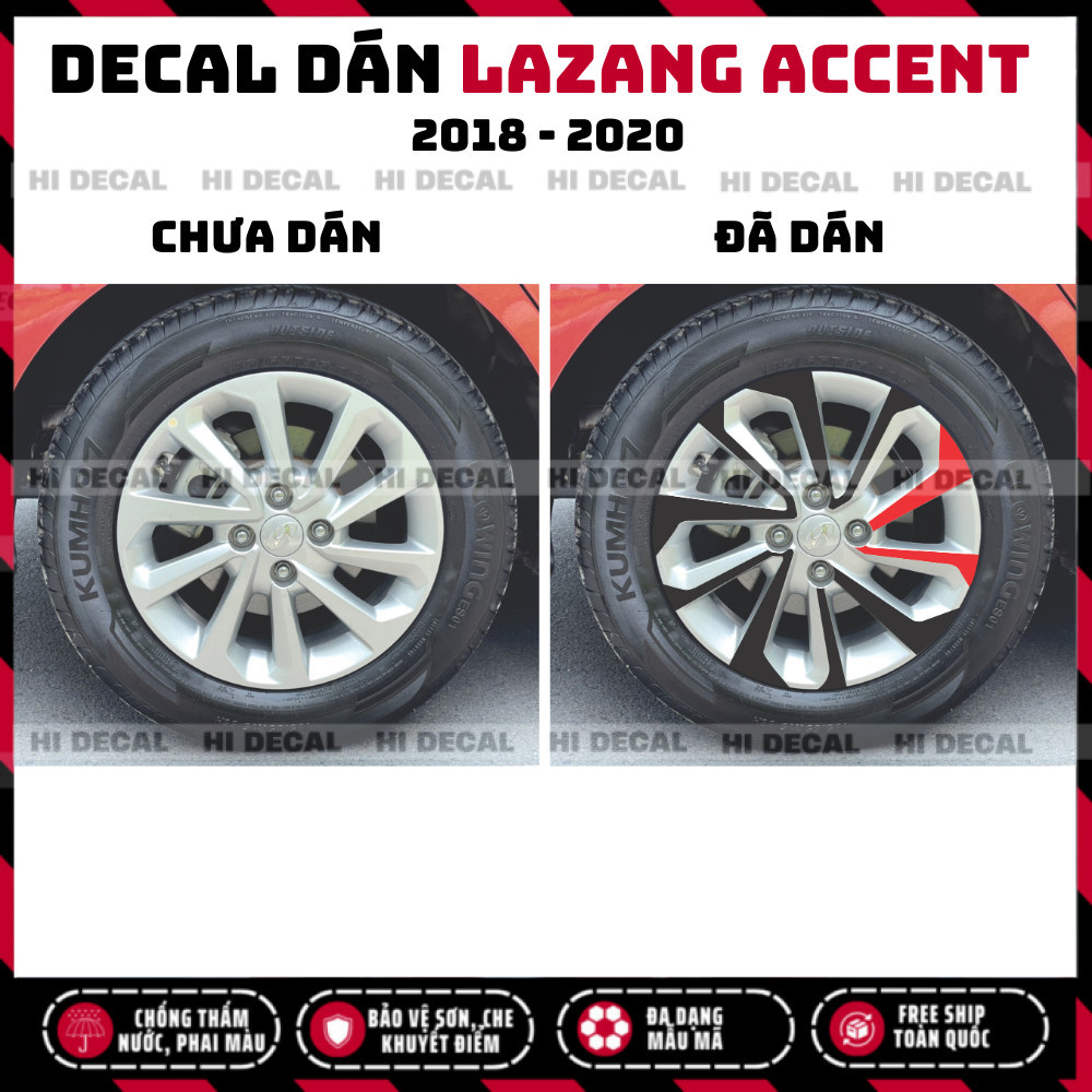 Tem dán mâm Accent 2018 - 2020, Decal lazang Accent trang trí tạo điểm nhấn
