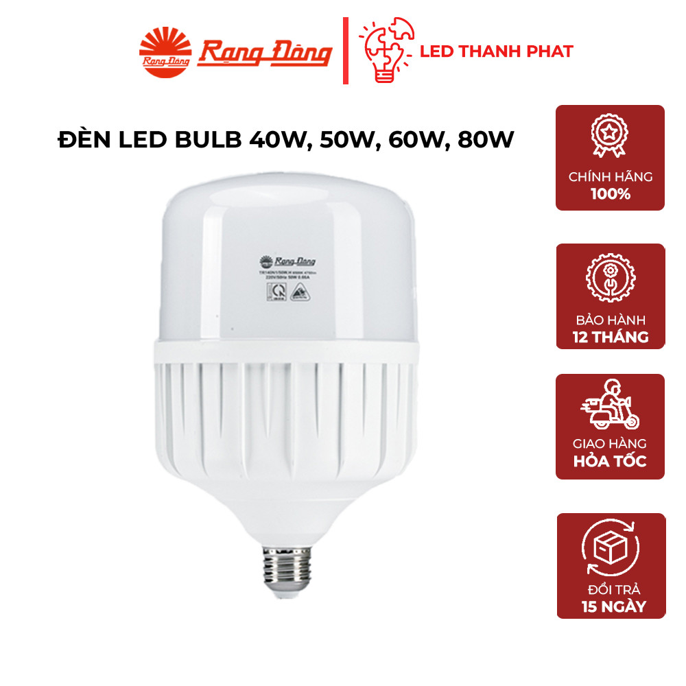 Bóng đèn LED BULB Trụ nhôm đúc Rạng Đông - Công suất cao 60W - 80W
