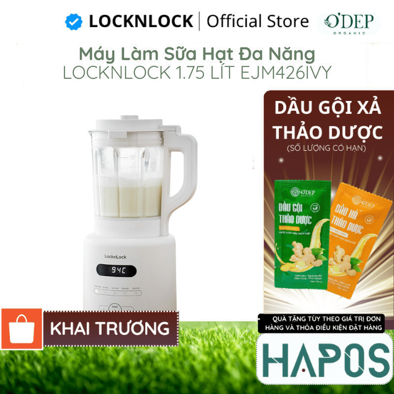 Máy làm sữa hạt đa năng LocknLock 1.75L Chính hãng, lưỡi dao 8 cánh, điều khiển cảm ứng EJM426IVY - 