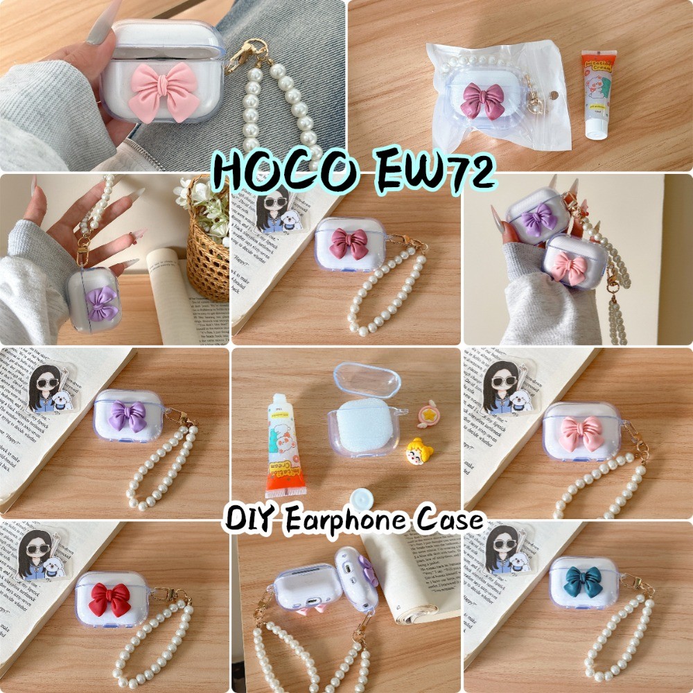 [Còn hàng] Dành cho Ốp lưng HOCO EW72 DIY nơ Vỏ tai nghe silicon mềm dễ thương Vỏ bọc NO.3