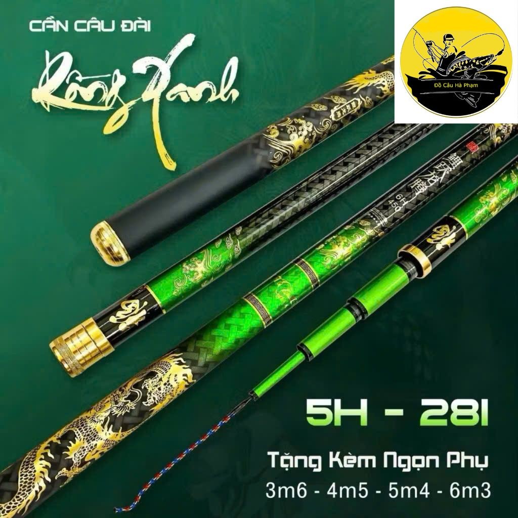 Cần câu tay 5H - Cần câu đơn Rồng Xanh 5H -19i tặng kèm đọt phụ tải tĩnh 2800g