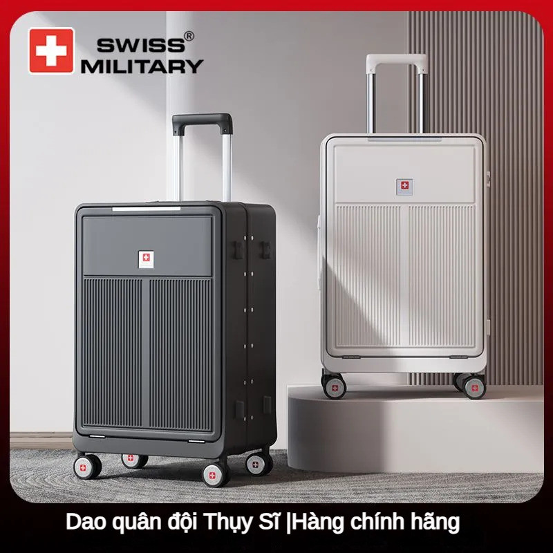Vali dao quân đội Thụy Sĩ SWISS MILITARY, vali du lịch có bánh xe đa năng, khóa kết hợp bền bỉ, vali