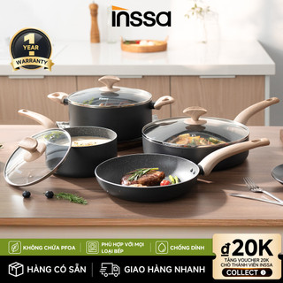  Inssa Bộ Nồi Chảo Chống Dính 18-24-28cm GUOJ041 - Bảo Hành 1 Năm 