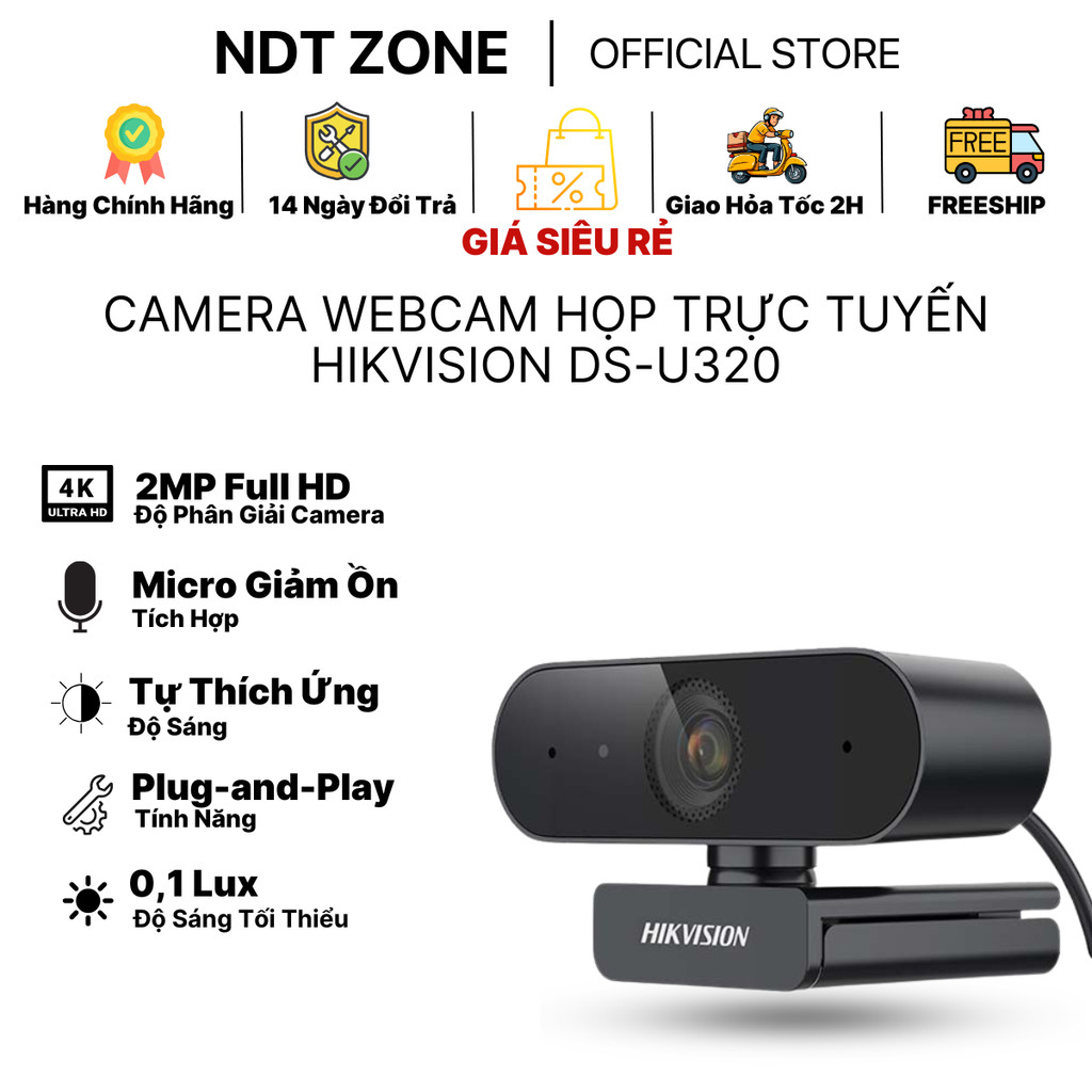 Camera Webcam Tích Hợp Micro HIKVISION DS-U320 2MP Full HD 1080P Chuyên Học Tập Làm Việc Trực Tuyến