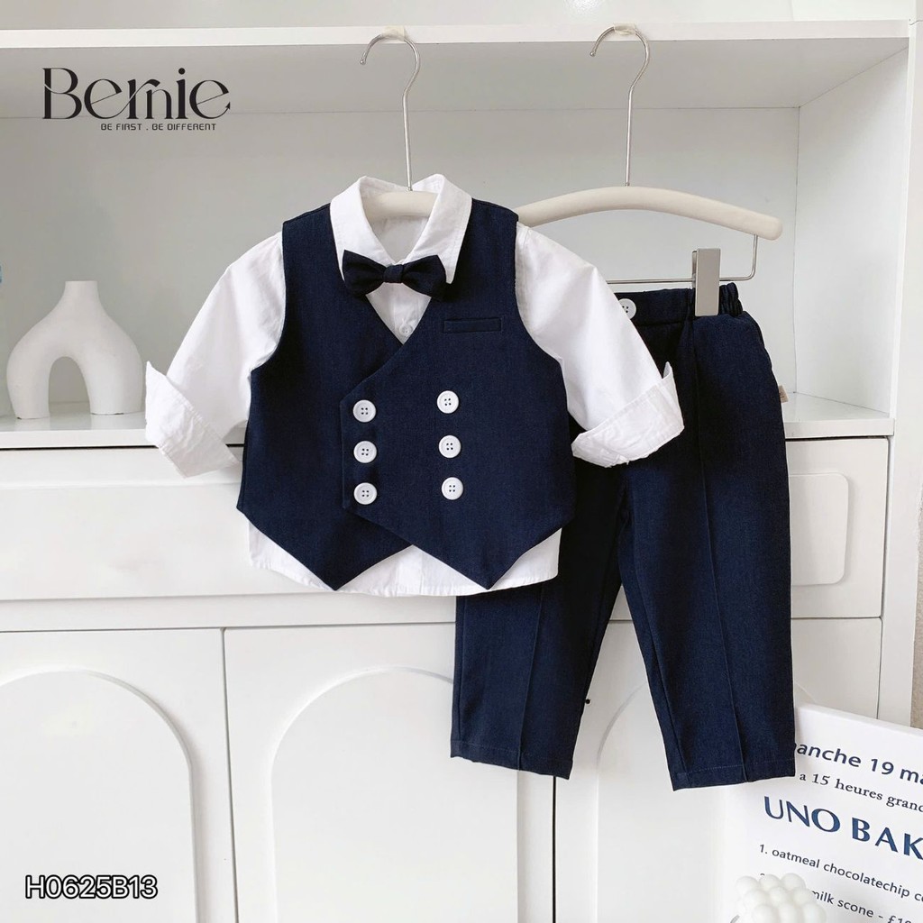 Set vest gile công tước dài tay 5CT cho bé trai thôi nôi sinh nhật đi tiệc 1 đến 7t BERNIE H0625B13